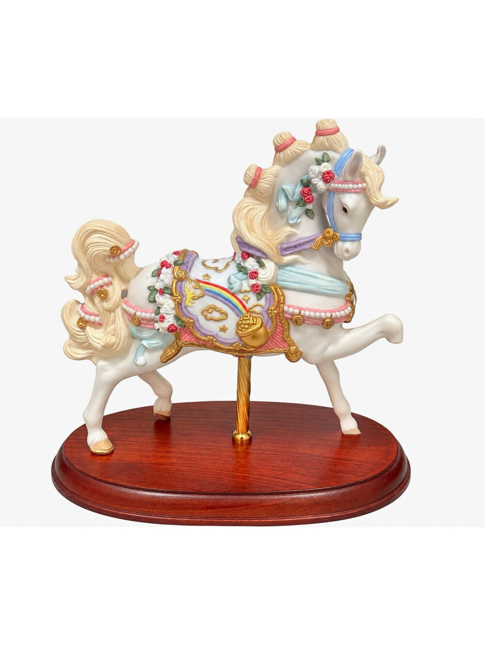 Lenox Limited Edition 1998 Carousel Horse Porcelain Figurine Wood Base
